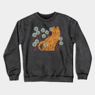 Ginger Tabby And Wildflowers Crewneck Sweatshirt